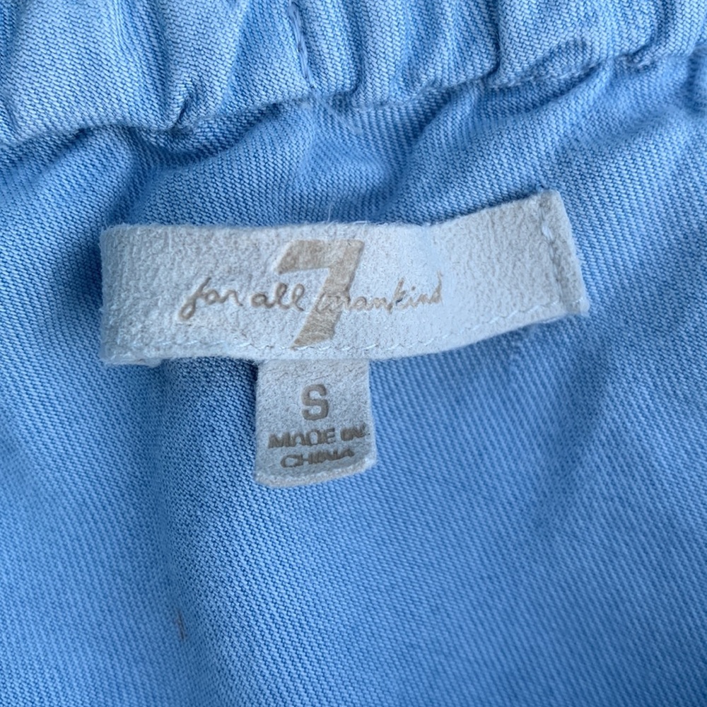 7 For All Mankind | One-Shoulder Ruffled Denim Top - Picture 5 of 6
